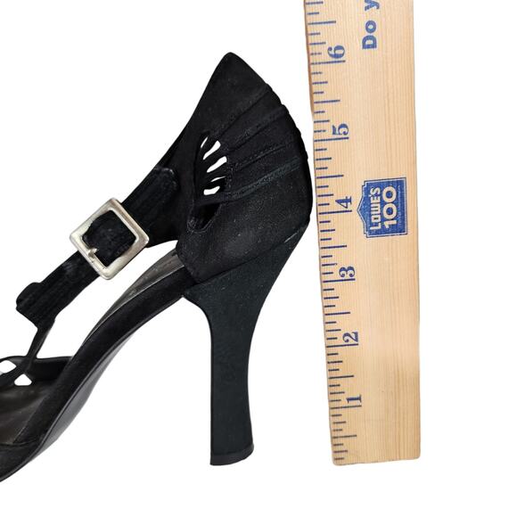 BCBGirls T Strap Heels sz 8B Women Black Suede Leather 4" Retro 1940s Whimsigoth - Picture 11 of 11
